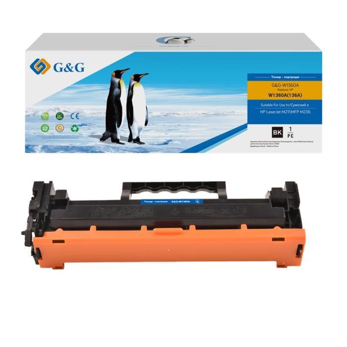 Картридж G&G HP 136A LJ M211/M212/M236 Black (1150 ст) AO-чип (G&G-W1360A_NC) зображення 2