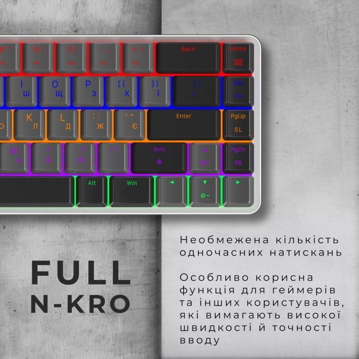 Клавіатура GamePro MK122R Red Swich Low Profile Wireless Dark Gray (MK122R) зображення 10