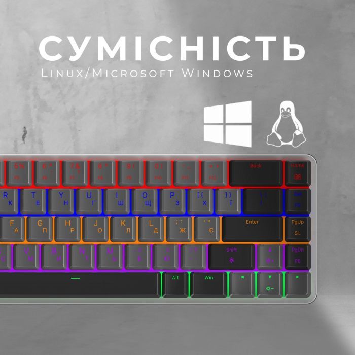 Клавіатура GamePro MK122R Red Swich Low Profile Wireless Dark Gray (MK122R) зображення 11