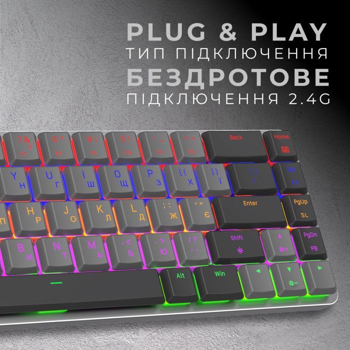 Клавіатура GamePro MK122R Red Swich Low Profile Wireless Dark Gray (MK122R) зображення 4