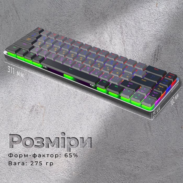 Клавіатура GamePro MK122R Red Swich Low Profile Wireless Dark Gray (MK122R) зображення 8