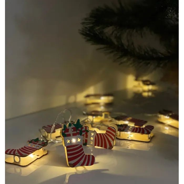 Гирлянда Chomik Носок новогодний 1.65 м 10 LED Теплый белый (5900779854093) изображение 5