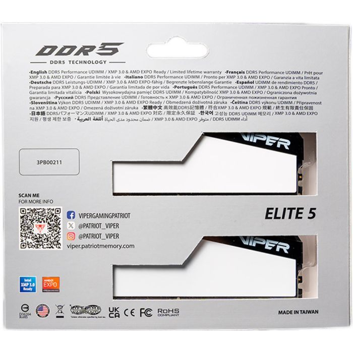 Модуль памяти для компьютера DDR5 32GB (2x16GB) 6000 MHz Viper Elite 5 Patriot (VEB532G6030KW) изображение 8