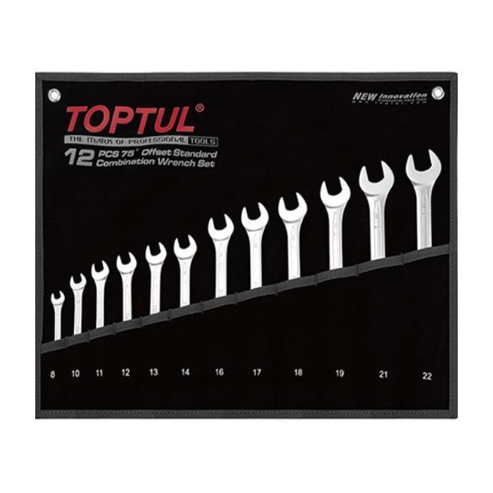 Ключ Toptul комбінований (кут 75 °) 12шт. 8-22мм (чорний чохол) (GPAN1201)