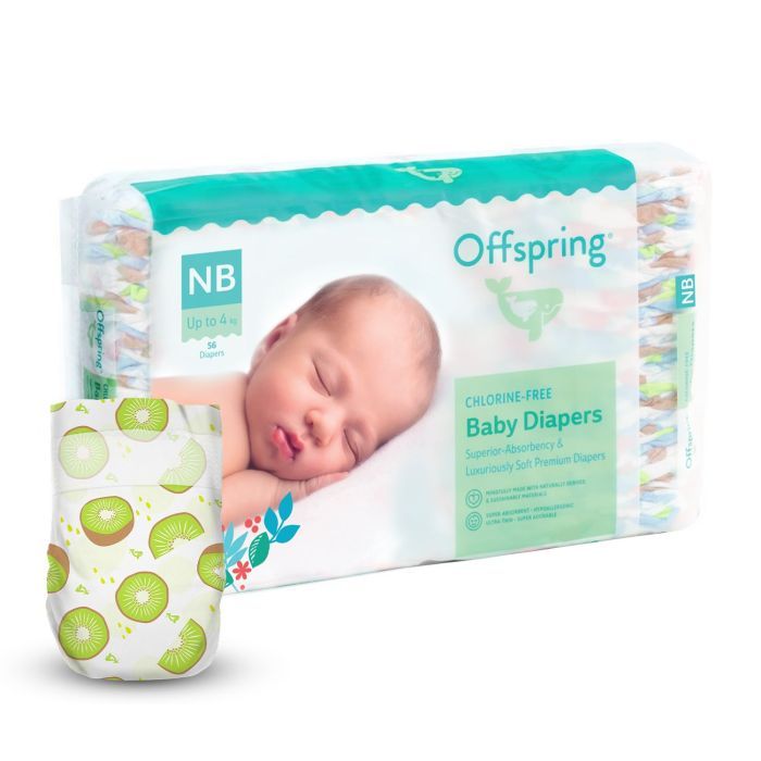 Подгузники Offspring Hairykiwi, розмір NB, до 4 кг 56 шт (DP-OI-FAT-NB56P-HKW)