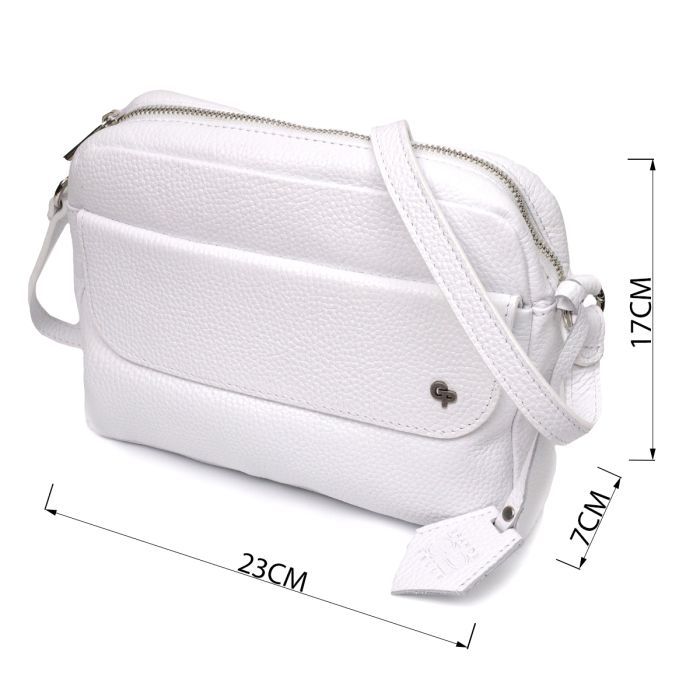 Сумка Grande Pelle Кросс-боди из натуральной кожи Белая (11650) изображение 3