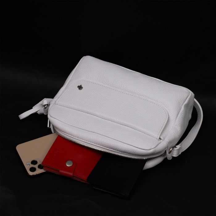 Сумка Grande Pelle Кросс-боди из натуральной кожи Белая (11650) изображение 7