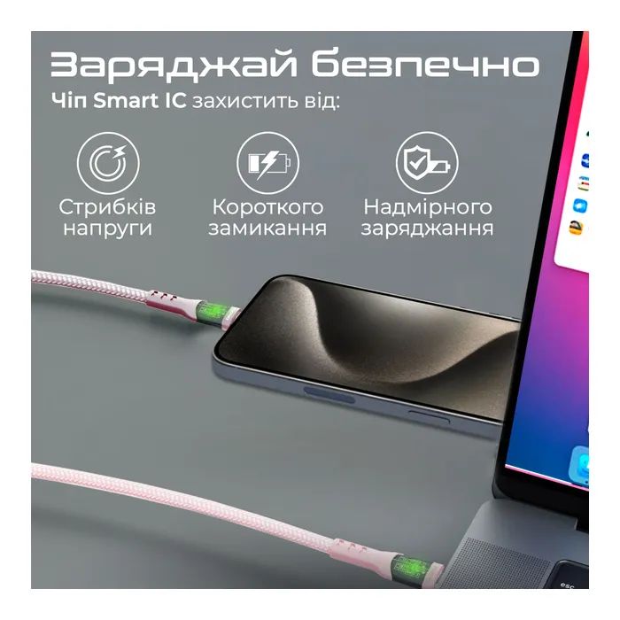 Дата кабель USB-C to USB-C transline-cc200.navy Promate (transline-cc200.navy) зображення 6
