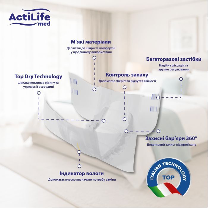 Підгузки для дорослих ActiLife Med Basic L, 30 шт (4820174981662) зображення 5