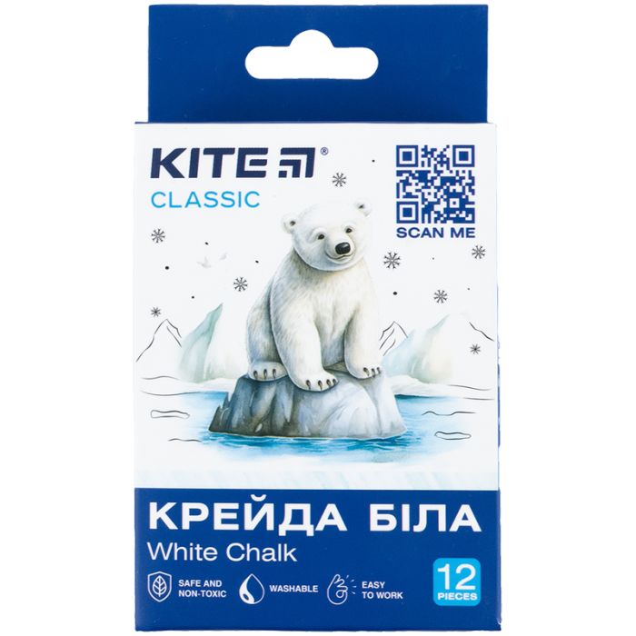 Мел Kite белый круглый, 12 шт Classic (K-079-12)