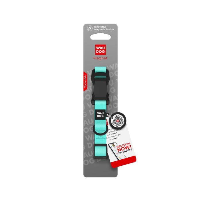 Ошейник для животных WAUDOG Magnet c QR паспортом, магнитная пряжка-фастекс S лимонный (279426) изображение 4
