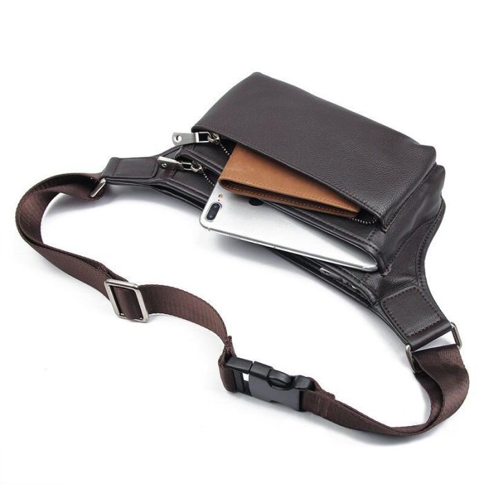 Сумка Vintage Поясна шкіряна Коричнева (14972) зображення 6