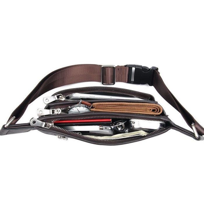 Сумка Vintage Поясна шкіряна Коричнева (14972) зображення 9