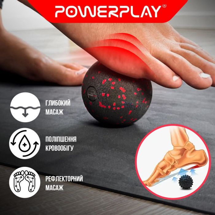 Массажный мяч PowerPlay PP-4350 Epp Massage Ball (d8) Чорно/Зелений (PP-4350_Green_d8) изображение 7