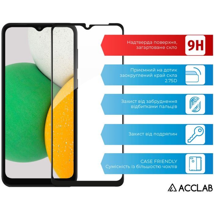 Стекло защитное ACCLAB Full Glue Samsung A03 Core Black (1283126519093) изображение 3