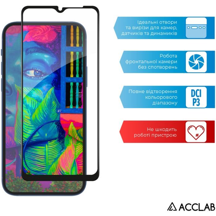Стекло защитное ACCLAB Full Glue Samsung A03 Core Black (1283126519093) изображение 5