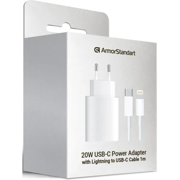 Зарядное устройство Armorstandart AMHJ83 20W USB-C White + cable USB-C to Lightning (ARM77724) изображение 8