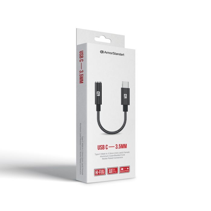 Адаптер USB-C M to 3.5mm F black Armorstandart (ARM76887) зображення 2