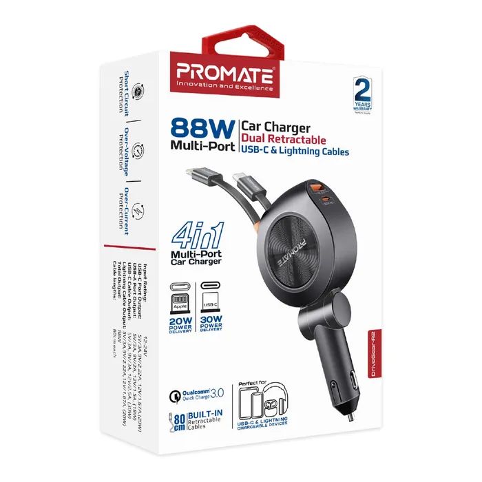 Зарядное устройство Promate USB-C + USB-A + cable USB-C + Lightning (drivegear-r2) изображение 8