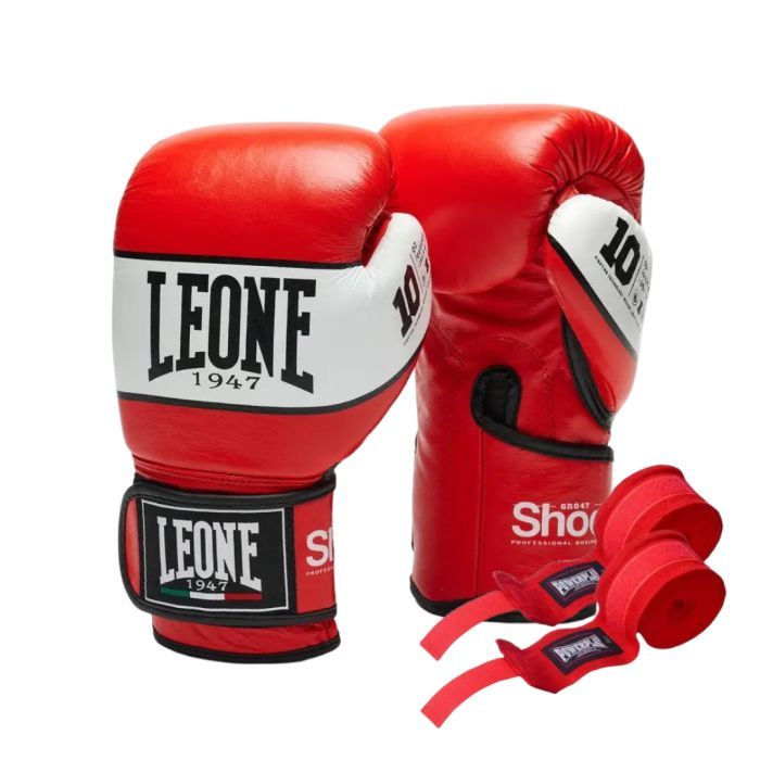 Боксерские перчатки Leone GN047 Shock Red 12 унцій (GN047_Red_12oz)