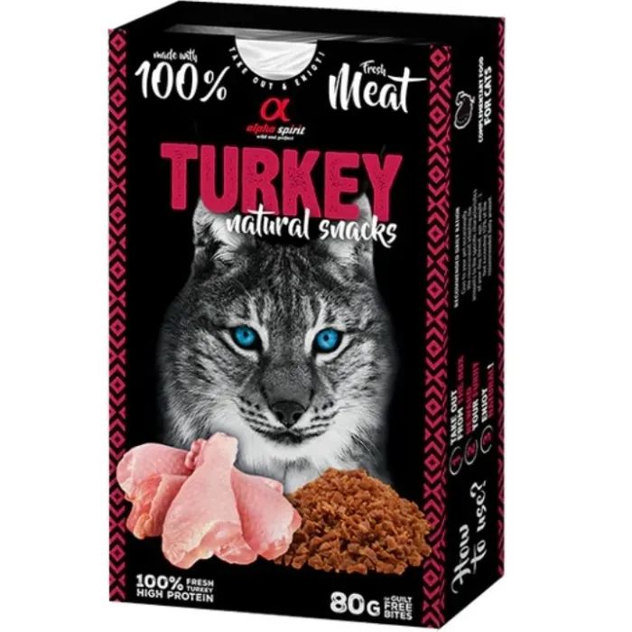 Лакомство для котов Alpha Spirit Cat Turkey Natural Snacks с индейкой 80 г (8436586311766)
