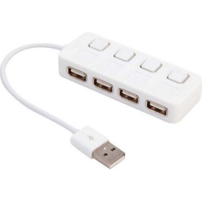 Концентратор Voltronic USB 2.0 to 4xUSB with LED buttons white (YT-H4L-W) изображение 2