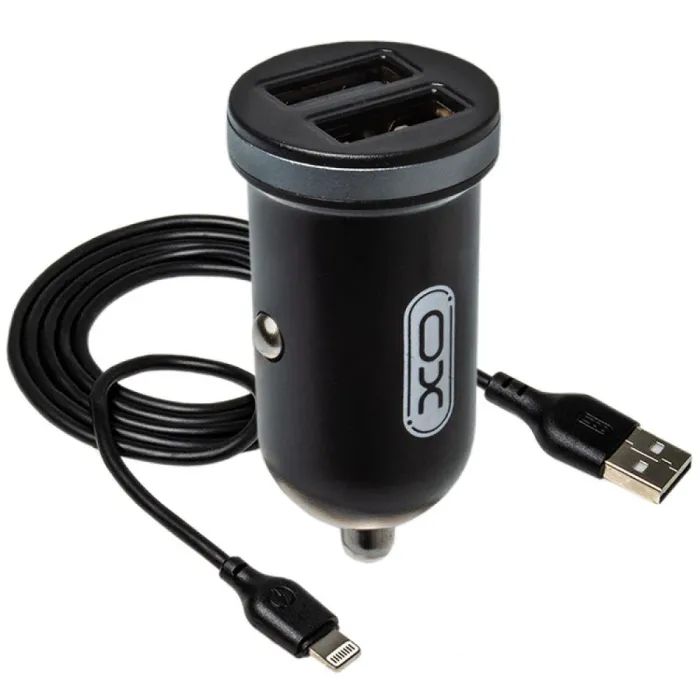 Зарядное устройство XO 2xUSB 2.1A + cable USB to Lightning black (TZ08-L-BK)