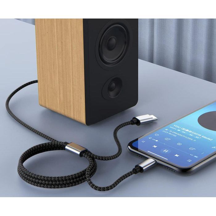 Кабель мультимедийный 3.5mm M to USB-C + Lightning 1,0m black XoKo (MH-232-BK) изображение 3