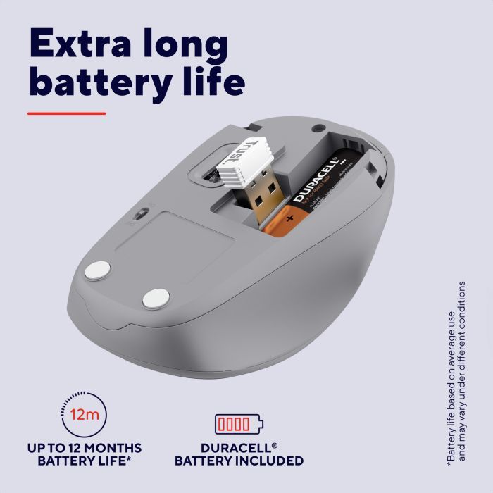 Мишка Trust Yvi+ Silent Wireless/Bluetooth Glossy Black (25512) зображення 8 Мишка Trust Yvi+ Silent Wireless/Bluetooth Glossy Black (25512) зображення 8