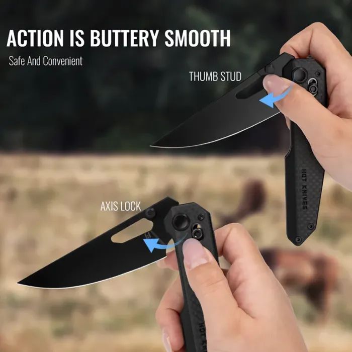 Нож Hightron Sharplyn, 14C28N, G10 + CF, чорний, чорний клинок (HK01BLK) изображение 12