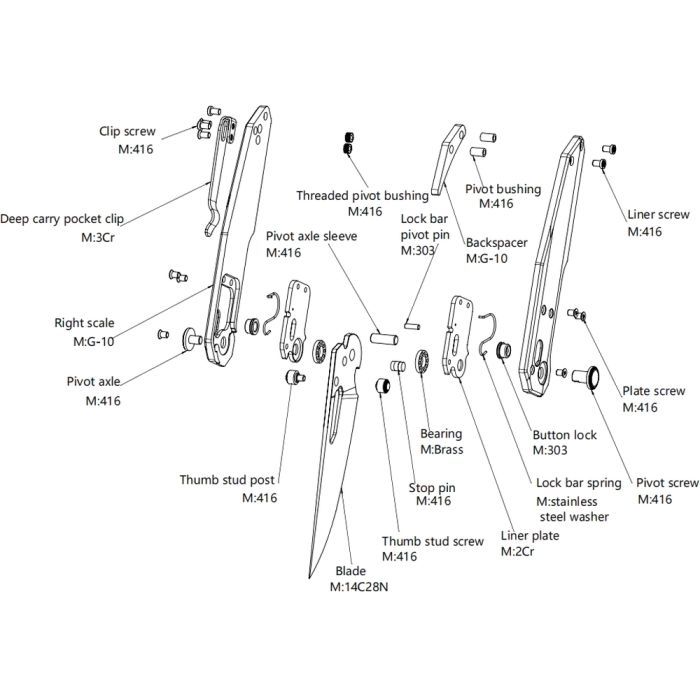 Нож Hightron Sharplyn, 14C28N, G10 + CF, чорний, чорний клинок (HK01BLK) изображение 9