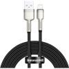 Дата кабель USB 2.0 AM to Lightning 2.0m 2.4A metal black Baseus (CALJK-B01)