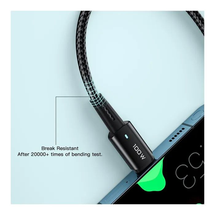 Дата кабель USB-C to USB-C 1.0m 100W black Essager (EXCTT1-CG01) изображение 6