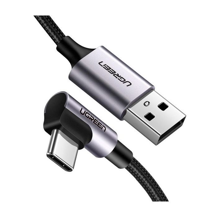 Дата кабель USB 2.0 AM to USB-C 0.5m 3A US284 90° corner black Ugreen (50940)