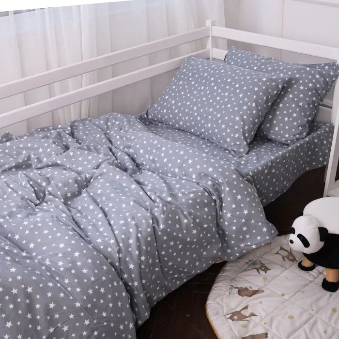 Постельное белье MirSon 012 Grey Stars Фланель 160х220 Полуторный Евро (2200009653094) изображение 6