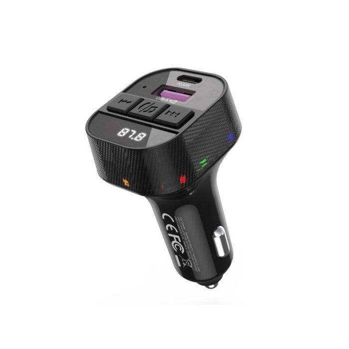 FM модулятор XO BCC17 Car Charger Smart Bluetooth Dual Port PD 30W Чорний (BCC17.black) зображення 2