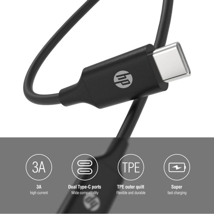 Дата кабель USB-C to USB-C 1.0m USB 3.1 PD 3A 60W HP (HP_DHC-TC107-1M) зображення 4