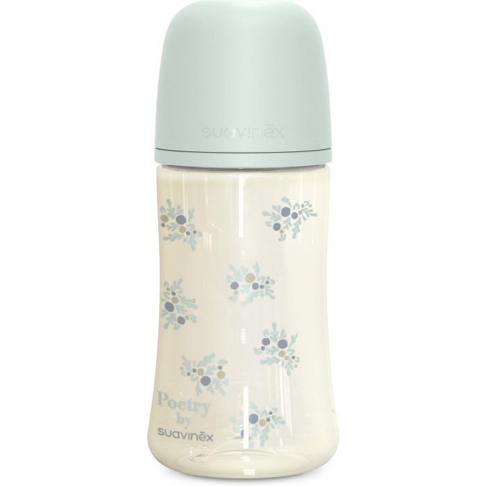Пляшечка для годування Suavinex Poetry, 270 мл, фізіологічна соска середній потік, світло-рожева (308969)
