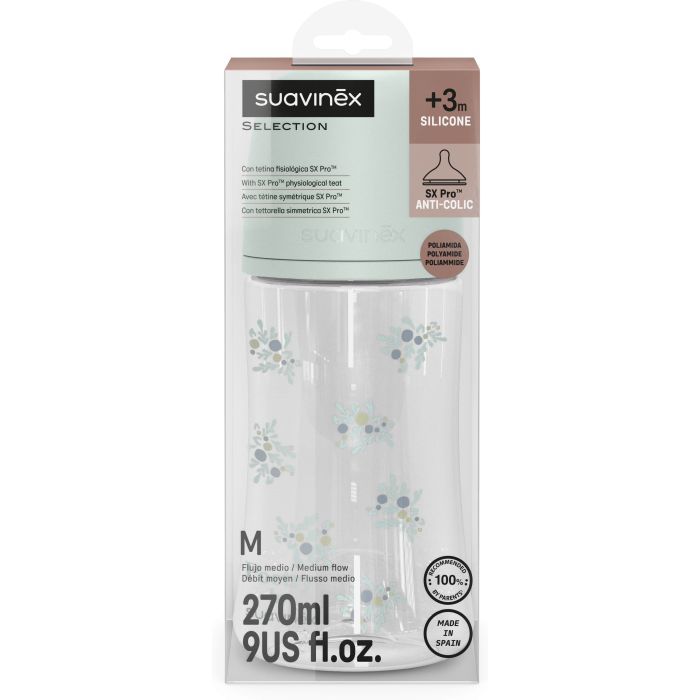 Пляшечка для годування Suavinex Poetry, 270 мл, фізіологічна соска середній потік, світло-рожева (308969) зображення 3