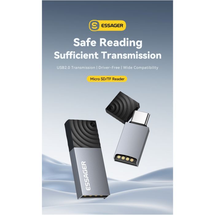 Считыватель флеш-карт Essager USB-C + USB-A to Micro SD black (EDKTF-QW0G-P) изображение 3