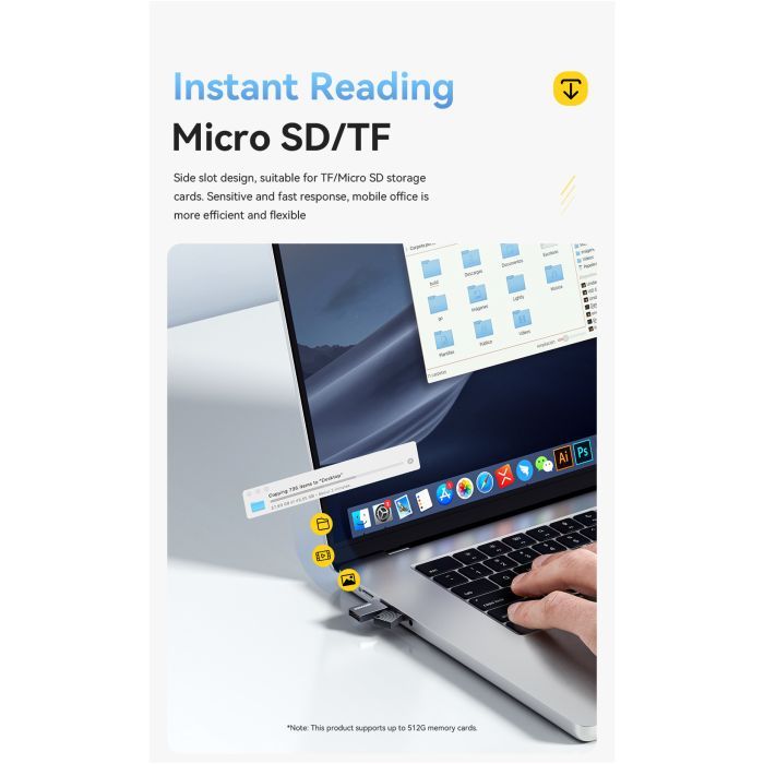 Считыватель флеш-карт Essager USB-C + USB-A to Micro SD black (EDKTF-QW0G-P) изображение 7