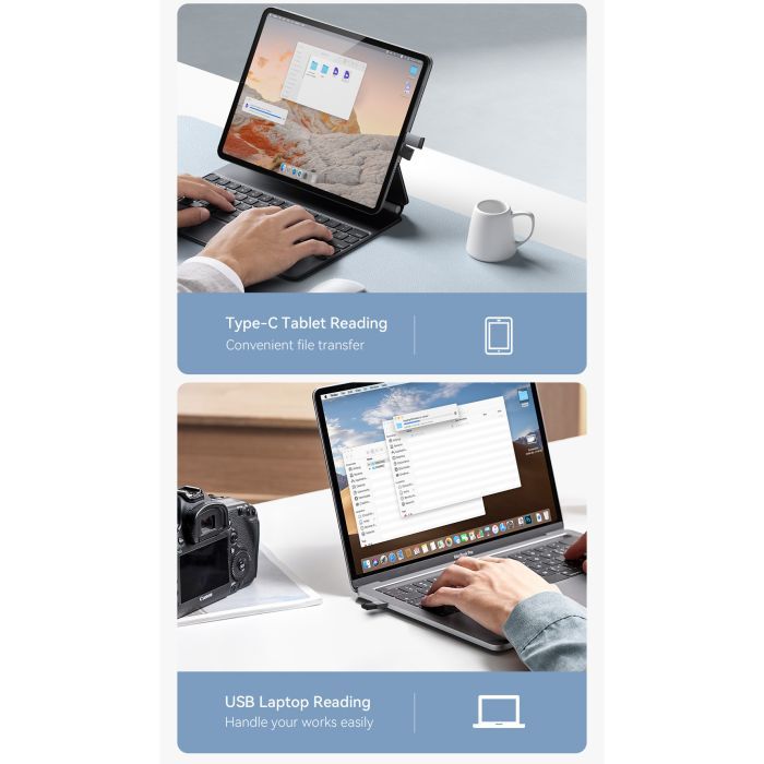 Считыватель флеш-карт Essager USB-C + USB-A to Micro SD black (EDKTF-QW0G-P) изображение 9
