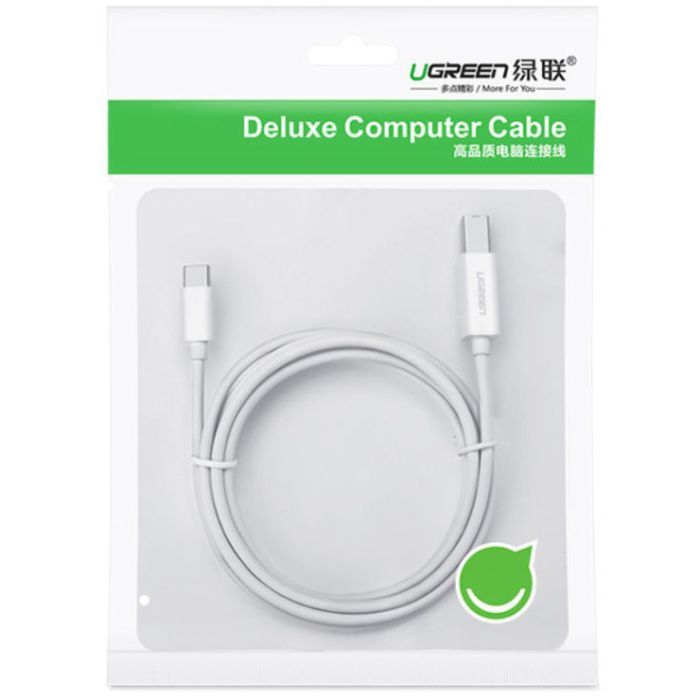 Кабель для принтера Ugreen USB-C 2.0 to BM 1.5m white (40417) изображение 2