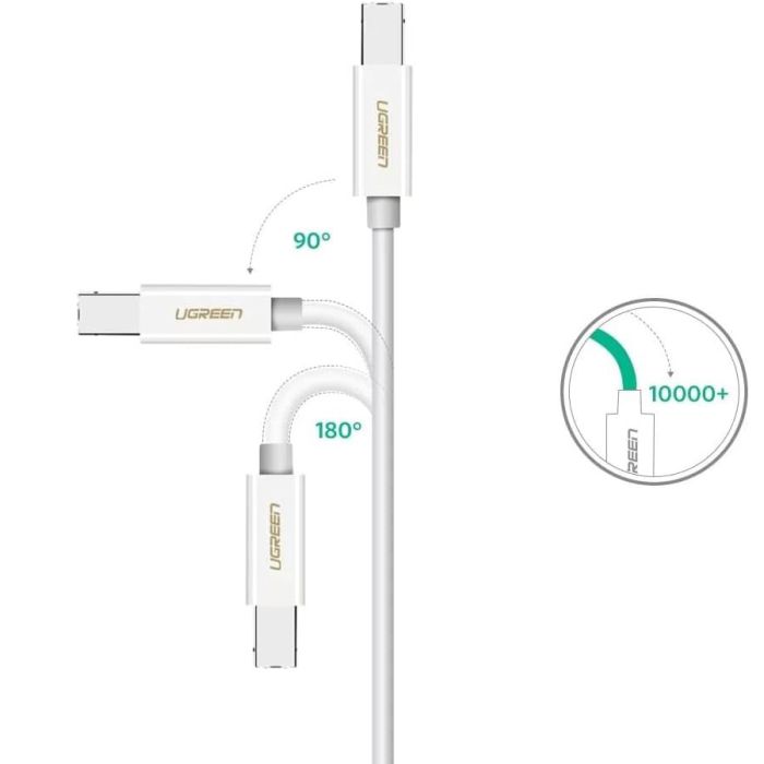 Кабель для принтера Ugreen USB-C 2.0 to BM 1.5m white (40417) изображение 5