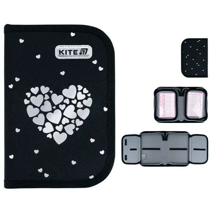 Пенал Kite Black&Silver 622, , без наповнення, 1 відділення, 2 відвороти (K26-622-5)