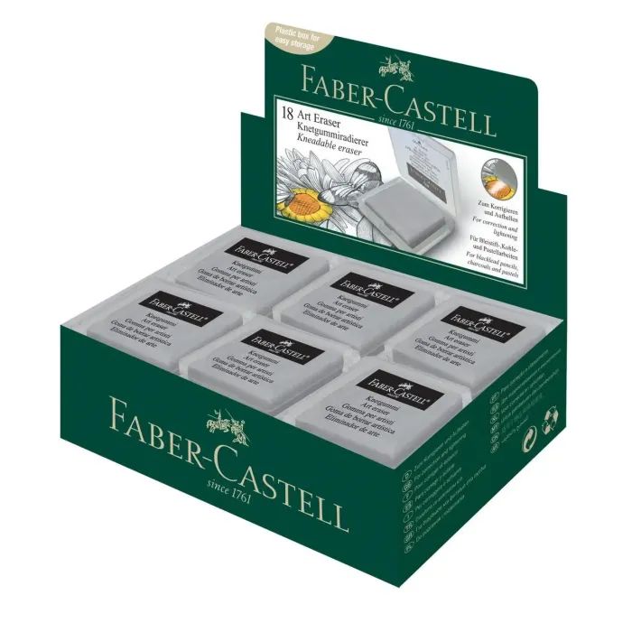 Ластик Faber-Castell «Клячка» Kneadable Art в пластиковой коробке, цвет серый (24291) изображение 3