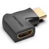 Переходник HDMI M to HDMI F 4K60Hz 90° corner black Vention (AIQB0)