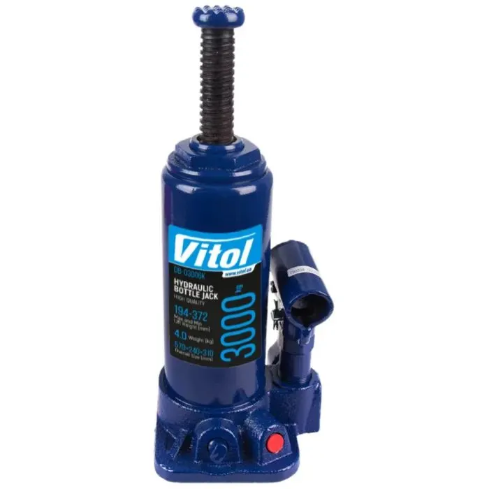 Домкрат Vitol DB-03006K/T90304S, телескопический, гидравлический, 3т, min 194мм, max 372мм, чемодан (DB-03006K) изображение 2