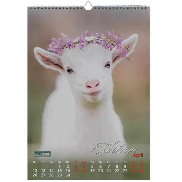 Календарь Buromax настенный А3 2027 год, 1 пружина, Cute goat (BM.210601) изображение 5