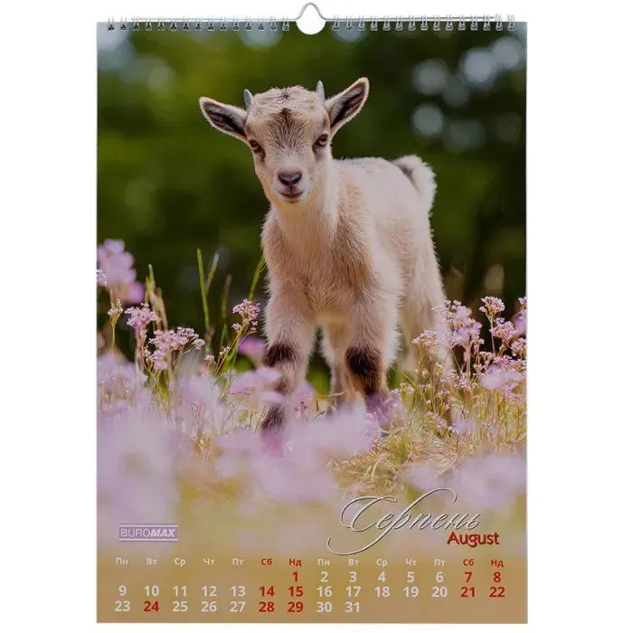 Календарь Buromax настенный А3 2027 год, 1 пружина, Cute goat (BM.210601) изображение 9